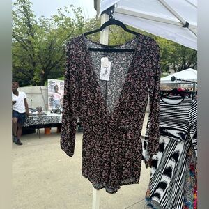 Floral long sleeve romper